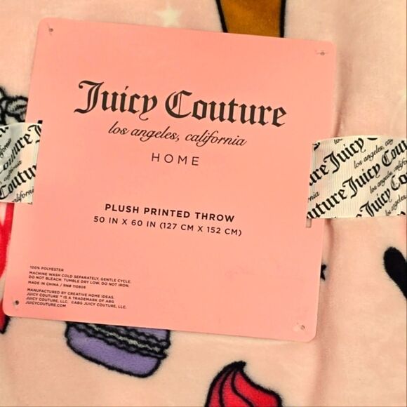 Juicy Couture Home Signature Logo    Hearts & Ice Cream Cones Throw Blanket - Picture 7 of 7